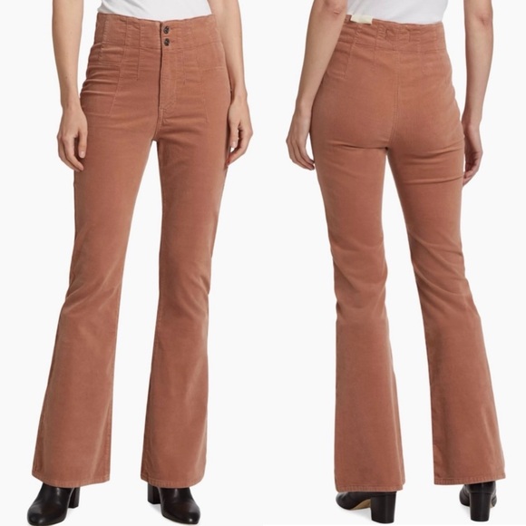 🌻🆕FREE PEOPLE We The Free Jayde Cord Flare Jeans-Sunburn Color - Picture 12 of 16